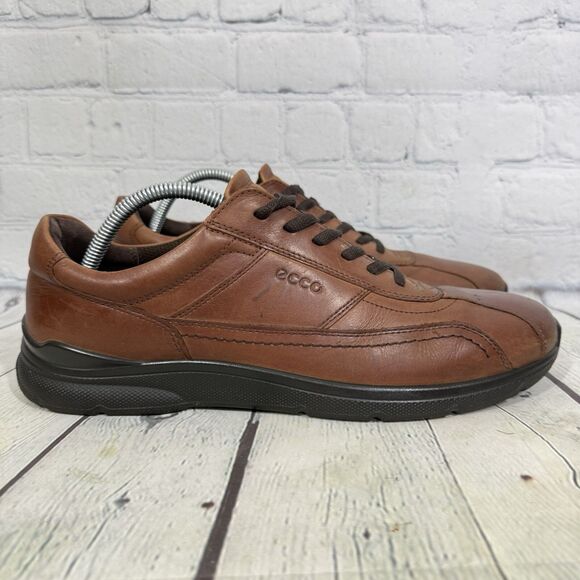 Ecco Irving Men Size 10-10.5 Brown Leather Trainers Lace Up Comfort Career Shoes main image 11
